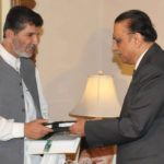 Ahmed Baksh Lehri, as Federal Secretary Education, Presenting a report to President Zardari